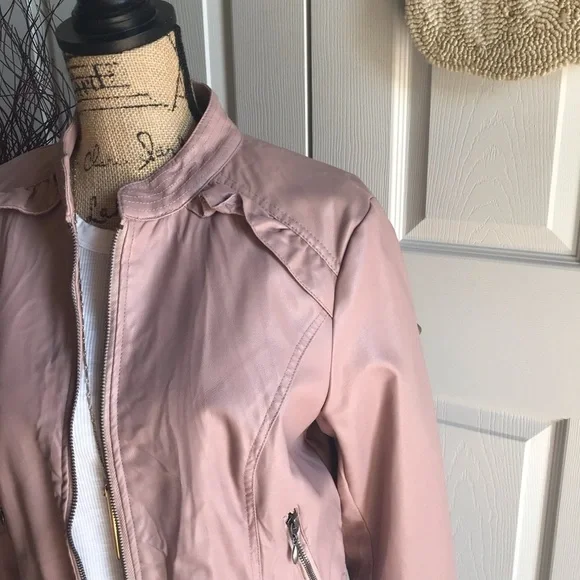 Blush Pink Vegan Leather Jacket - Picture 2 of 7